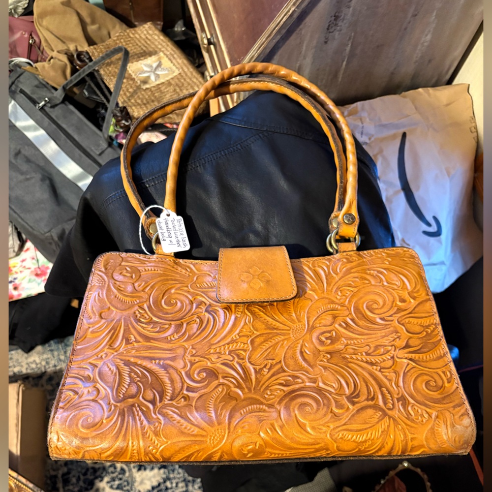 Patricia Nash Embossed Leather Shoulder Bag in Tan